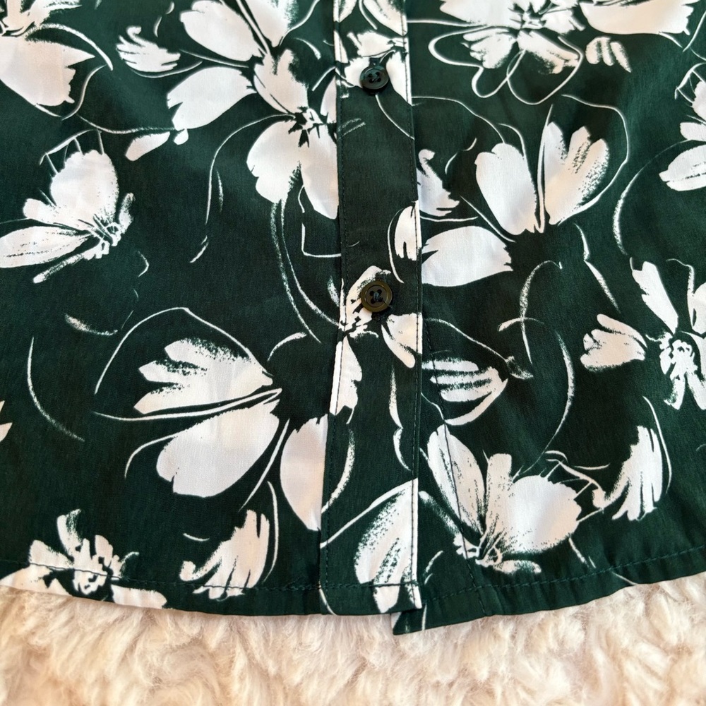 Alfani Dark Hunter Green Floral Blouse - Picture 8 of 11